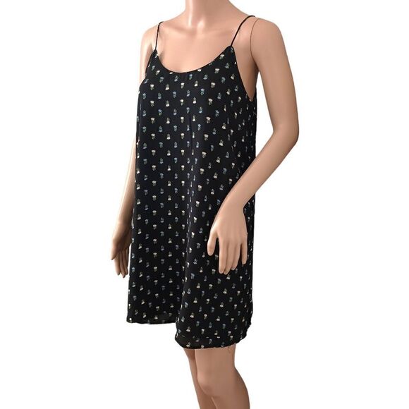 Anthropologie Dark Floral Dress Sz XS Slip Fairy Grunge Romantic Boho Blue Rain - Picture 6 of 16